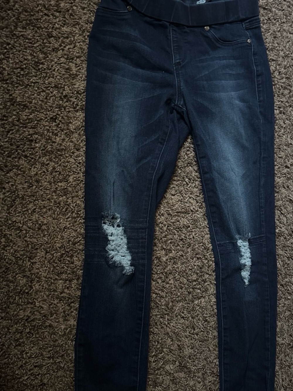 bebe Dark Blue Distressed Skinny Jeans
